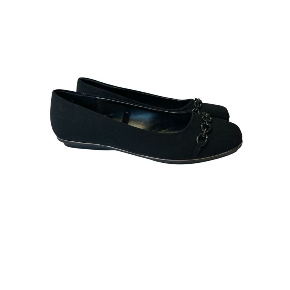 Black Rivet Women's Black Flats with Chain Detail Sz 7